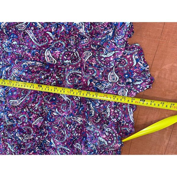 Nanette Lepore Purple & Blue Asymmetrical Paisley Cotton Blend Women's Skirt L - Picture 9 of 10